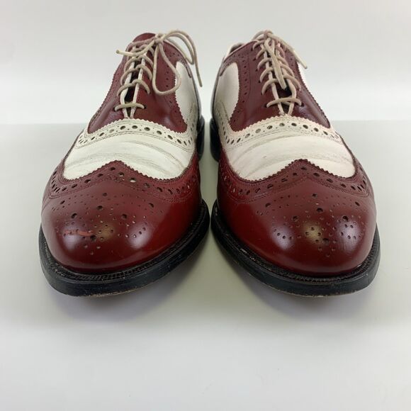 Allen Edmonds Broadstreet Red White Leather Brogue Oxford Wingtip Mens 10.5 D - Picture 3 of 13